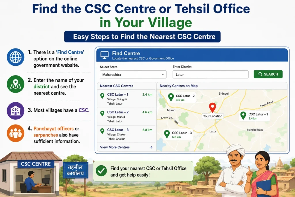 Map showing nearby CSC centers